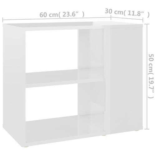 Sideskab 60x30x50 cm konstrueret træ hvid højglans