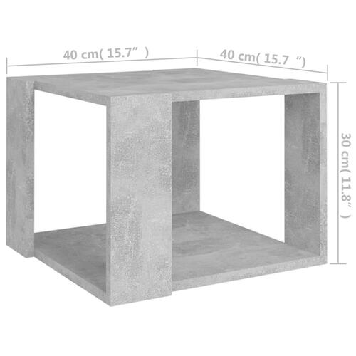 Sofabord 40x40x30 cm konstrueret træ betongrå