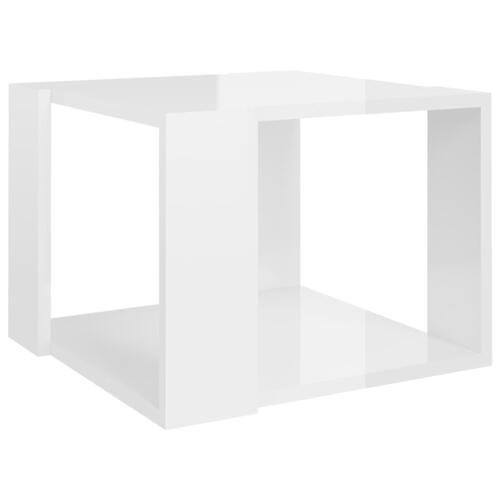 Sofabord 40x40x30 cm konstrueret træ hvid højglans