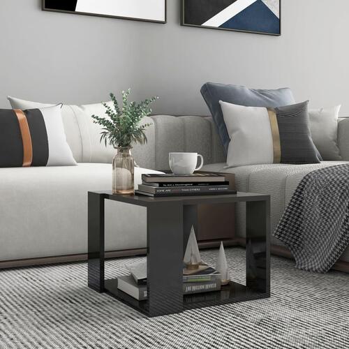 Sofabord 40x40x30 cm konstrueret træ grå højglans