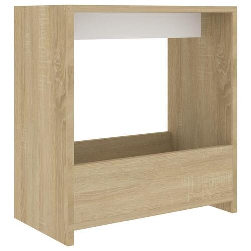 Sidebord 50x26x50 cm konstrueret træ hvid og sonoma-eg