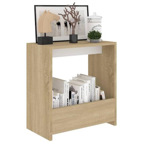 Sidebord 50x26x50 cm konstrueret træ hvid og sonoma-eg