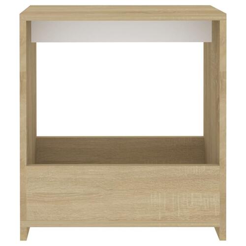 Sidebord 50x26x50 cm konstrueret træ hvid og sonoma-eg