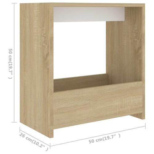 Sidebord 50x26x50 cm konstrueret træ hvid og sonoma-eg