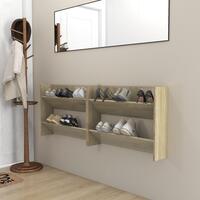 Væghængt skoskab 2 stk. 80x18x60 cm konstrueret træ sonoma-eg
