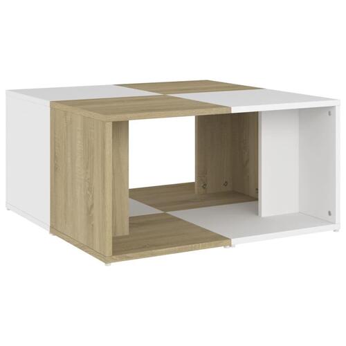 Sofabord 4 stk. 33x33x33 cm konstrueret træ hvid og sonoma-eg
