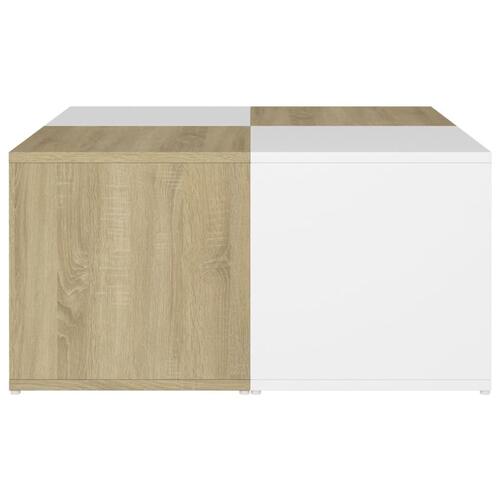 Sofabord 4 stk. 33x33x33 cm konstrueret træ hvid og sonoma-eg