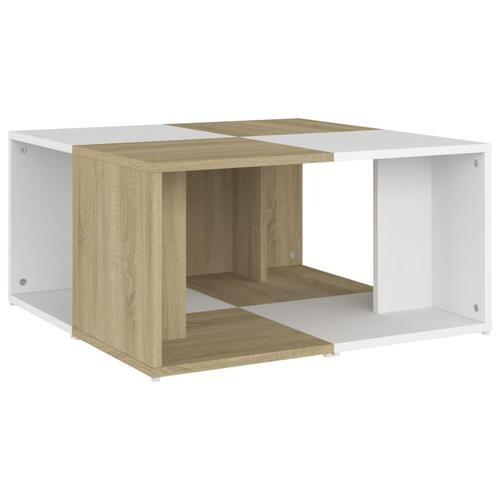 Sofabord 4 stk. 33x33x33 cm konstrueret træ hvid og sonoma-eg