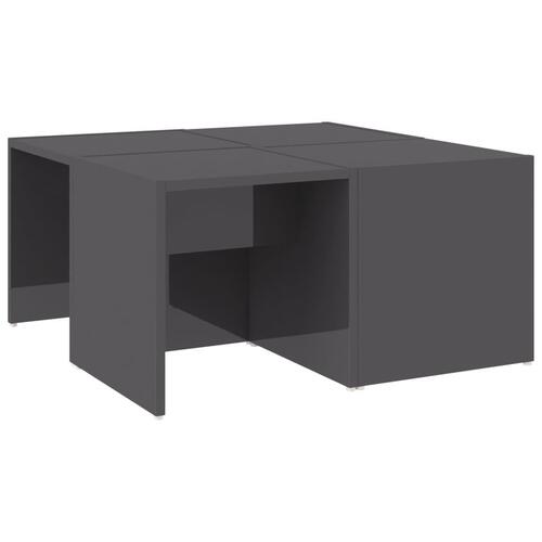 Sofabord 4 stk. 33x33x33 cm konstrueret træ grå højglans