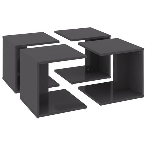 Sofabord 4 stk. 33x33x33 cm konstrueret træ grå højglans