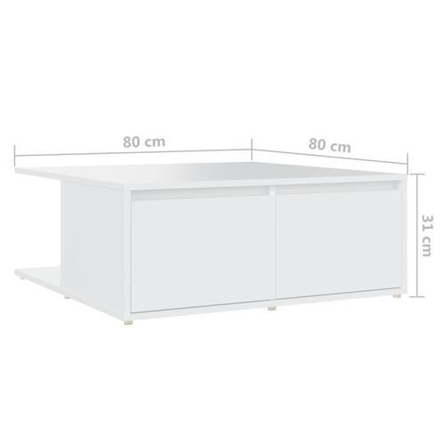 Sofabord 80x80x31 cm konstrueret træ hvid