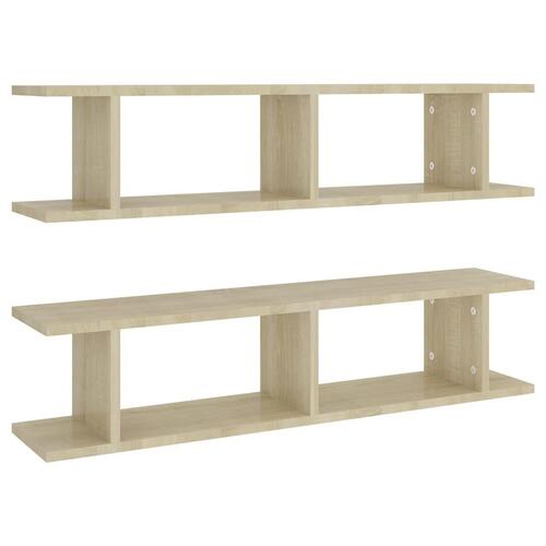 Væghylder 2 stk. 90x18x20 cm spånplade sonoma-eg