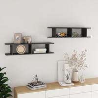 Væghylder 2 stk. 90x18x20 cm spånplade grå højglans