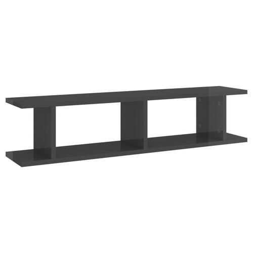 Væghylder 2 stk. 90x18x20 cm spånplade grå højglans