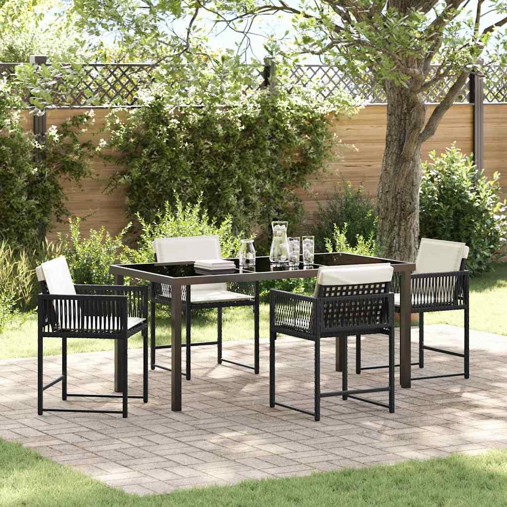 Have Spisebordssæt 5 stk Sort polyrattan billede