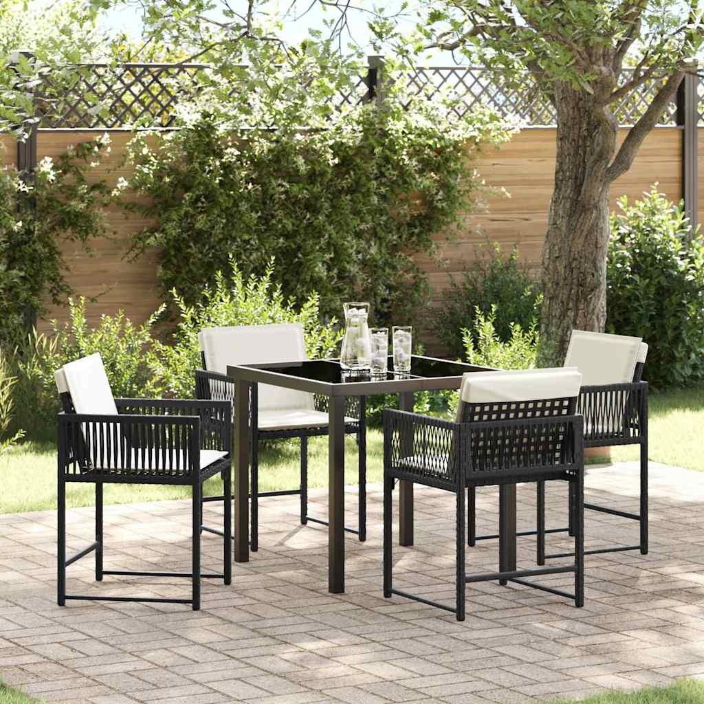 Have Spisebordssæt 5 stk Sort polyrattan billede