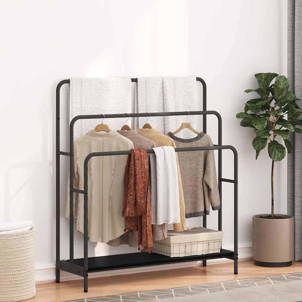 Tøjstativ med hylde Sort eg 90 x 30 x 100.5 cm Konstrueret træ