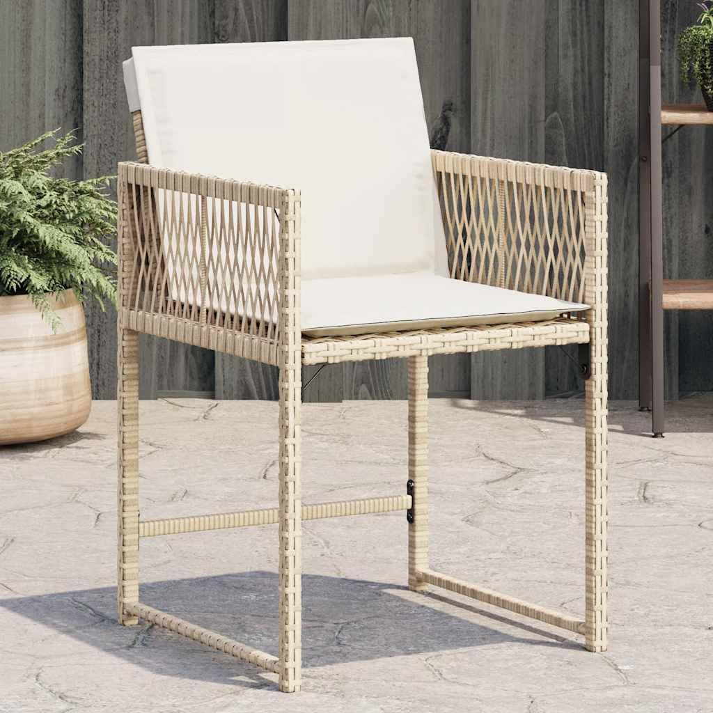 Havestole 4 stk. med hynder polyrattan beige