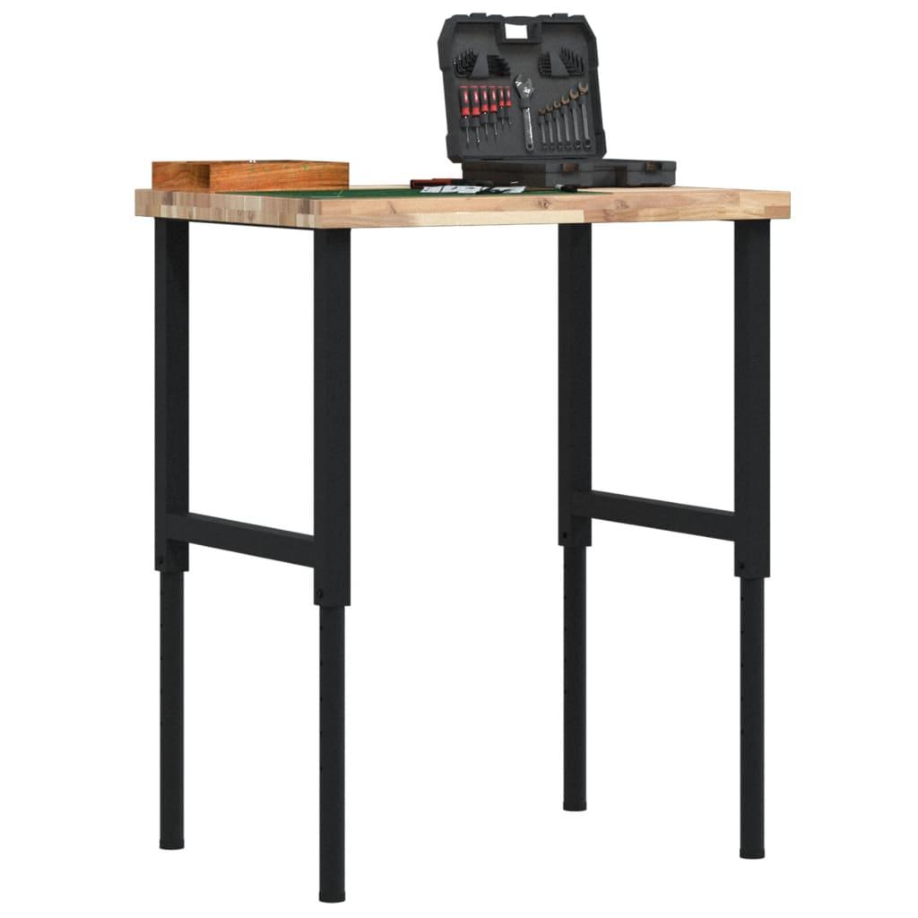 Arbejdsbænk 80×60×73-99,5 cm - massivt akacietræ, rektangulær billede