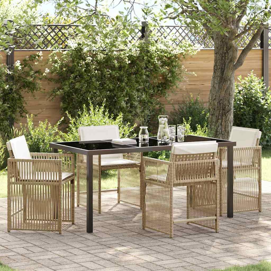 Have Spisebordssæt 5 stk Beige polyrattan billede