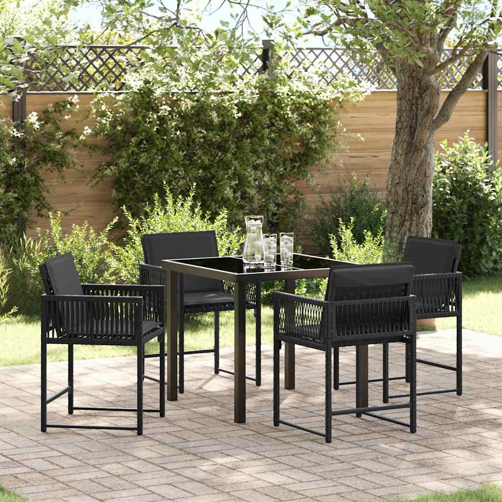 Have Spisebordssæt 5 stk Sort polyrattan billede