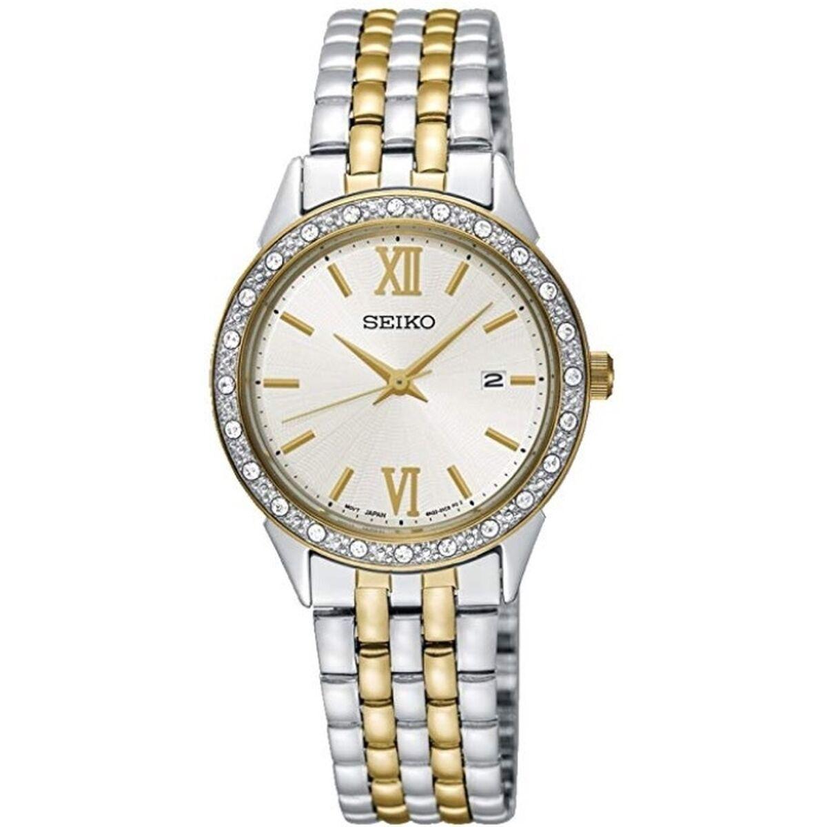 Seiko dameur 28 mm - forgyldt stållænke, kvarts billede