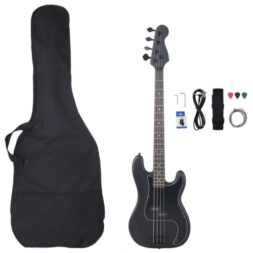 Elektrisk basguitar til begyndere med taske 4/4 46" - mat sort