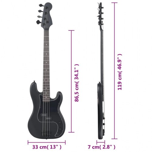 Elektrisk basguitar til begyndere med taske 4/4 46" - mat sort