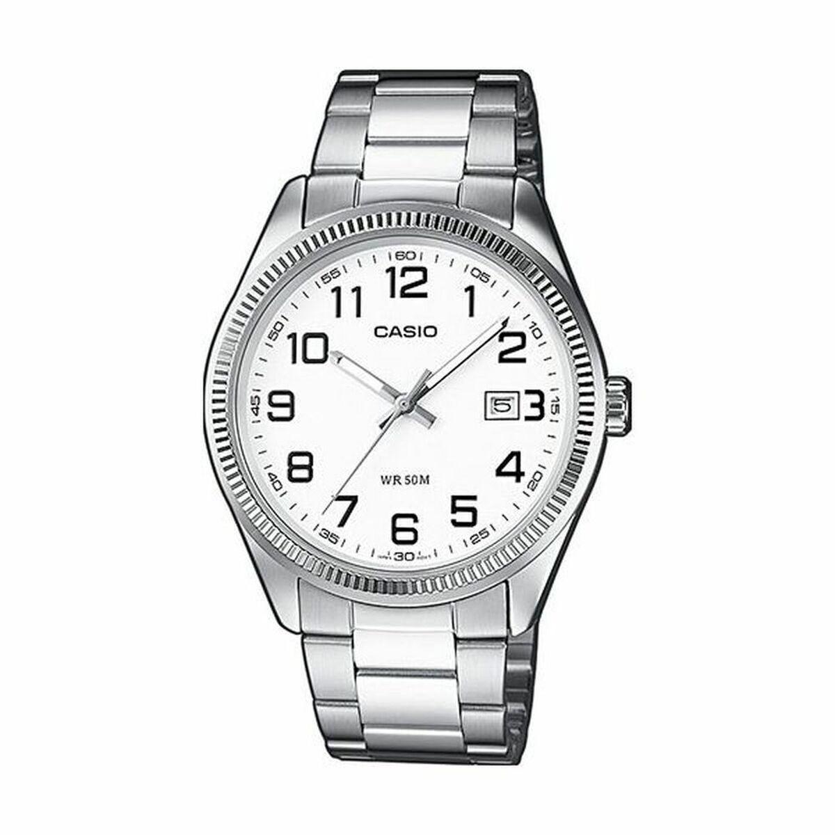Armbåndsur Casio unisex med dato - hvid/sølv (Ø 39 mm) billede