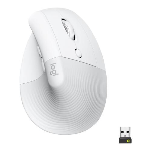 Ergonomisk mus Logitech Lift Vertical – trådløs, off‑white