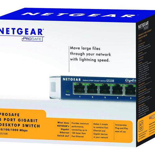 Gigabit switch NETGEAR GS108 – 8 porte, desktop
