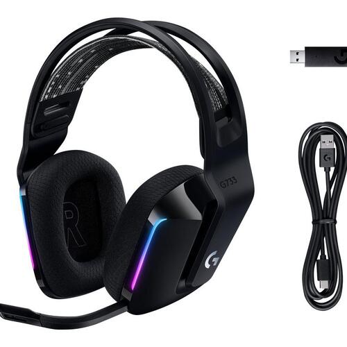 Gaming headset trådløst – Logitech G733 LIGHTSPEED RGB (sort)