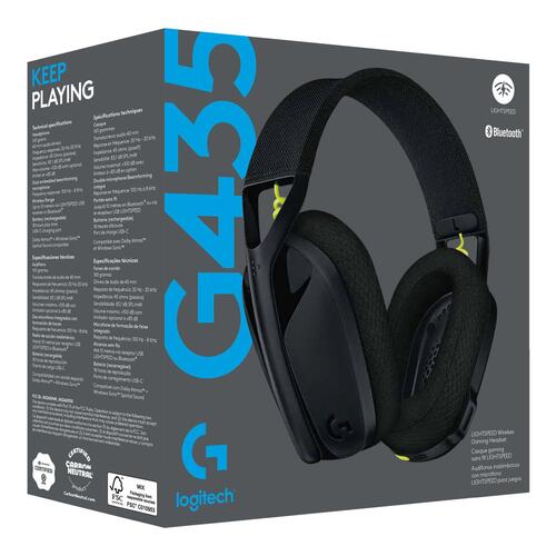 Trådløst gaming headset – Logitech G435 Lightspeed (sort)