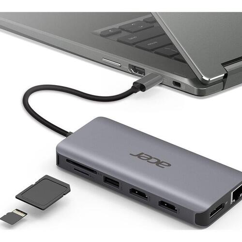 USB-C dockingstation Acer 12-i-1 Type-C adapter, sølv