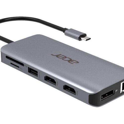 USB-C dockingstation Acer 12-i-1 Type-C adapter, sølv