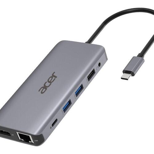 USB-C dockingstation Acer 12-i-1 Type-C adapter, sølv