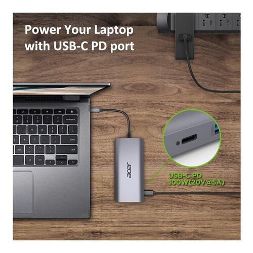 USB-C dockingstation Acer 12-i-1 Type-C adapter, sølv