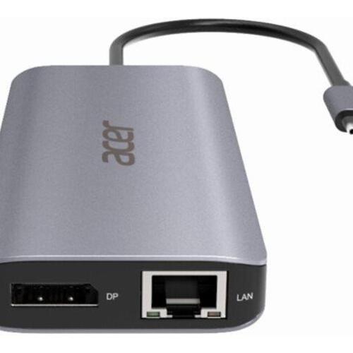 USB-C dockingstation Acer 12-i-1 Type-C adapter, sølv