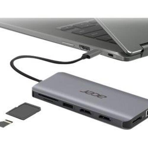 USB-C dockingstation Acer 12-i-1 Type-C adapter, sølv