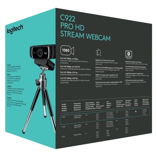 Webkamera Logitech HD Pro C922 – 1080p/30 fps, 720p/60 fps, kablet