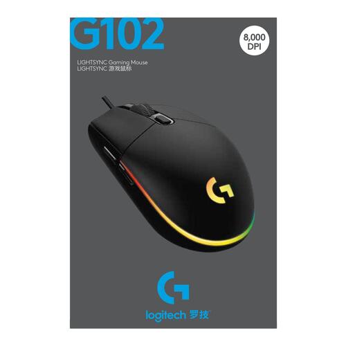Gaming mus Logitech G102 LIGHTSYNC, kablet, sort