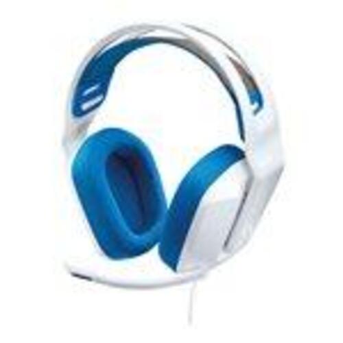 Gaming headset med ledning – Logitech G335, hvid/blå, 3,5 mm