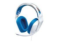 Gaming headset med ledning – Logitech G335, hvid/blå, 3,5 mm