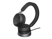 Trådløse høretelefoner Jabra Evolve2 75 med opladningsstander - sort