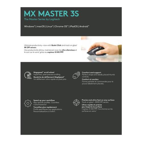 Trådløs mus Logitech MX Master 3S – optisk, grafit
