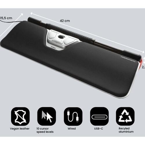Ergonomisk mus Contour RollerMouse Red Plus – sort/sølv
