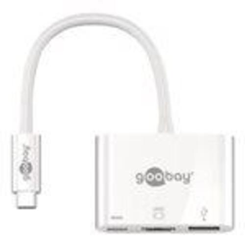 USB-C multiport-adapter – Goobay HDMI, USB 3.0 og PD (hvid)