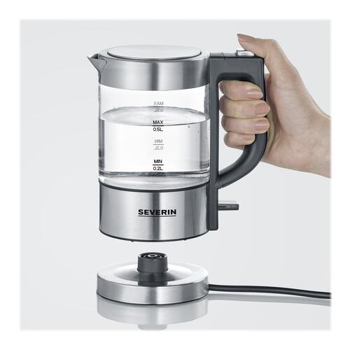 Elkedel SEVERIN glas/rustfrit stål 0,5 l – sort