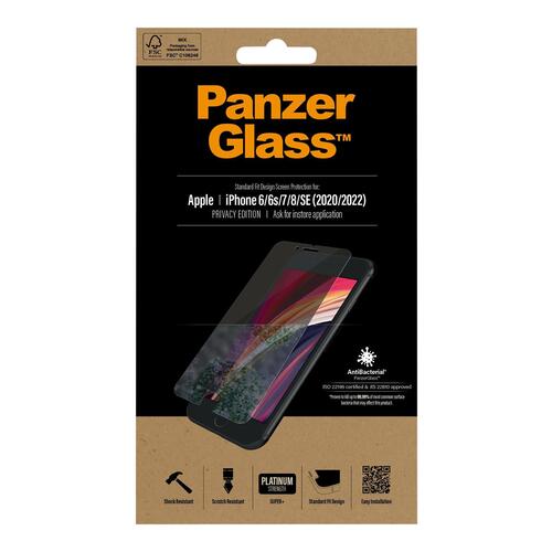 Skærmbeskyttelse PanzerGlass Privacy til iPhone 6/6s/7/8/SE (2. gen) – krystalklar