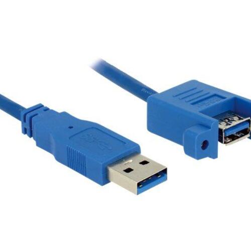 USB-kabel USB 3.0 1 m – DeLOCK, blå, panelmonterbar (A hun til A han)